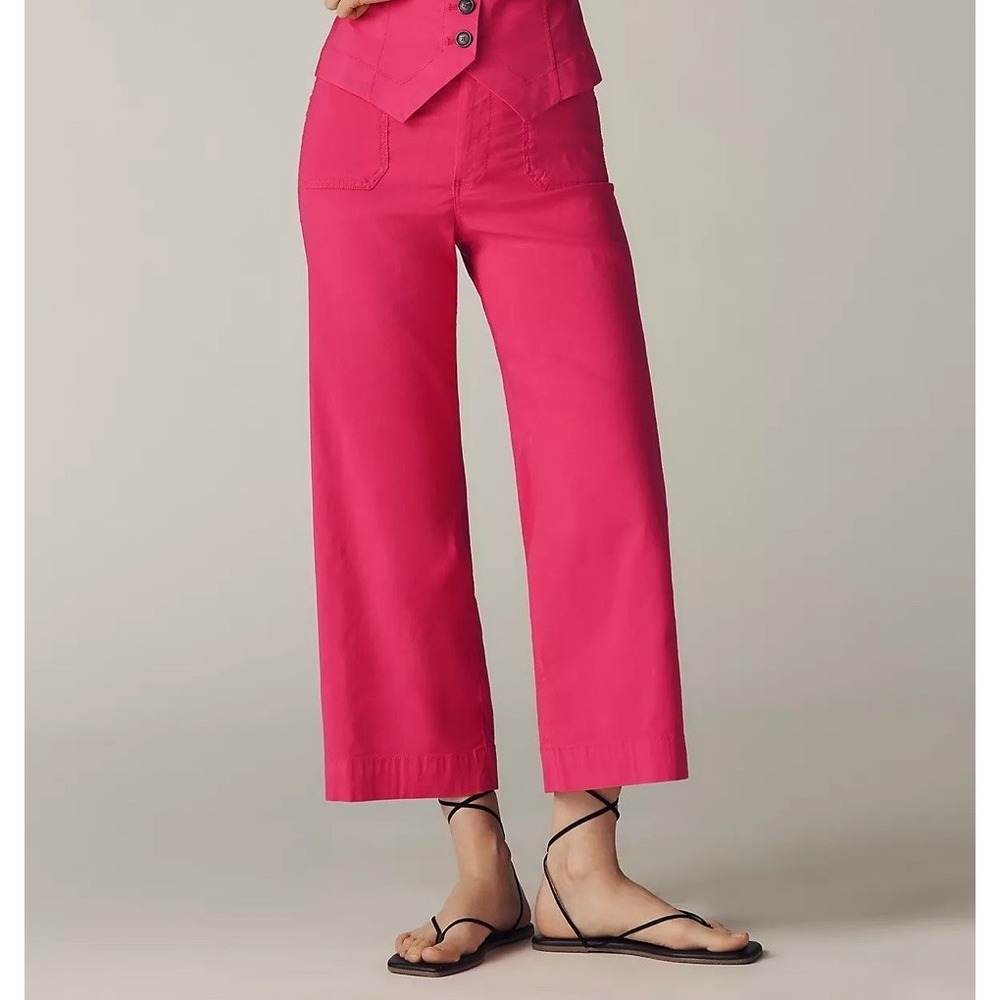 Maeve Colette High-Rise Wide-Leg Cropped Pants in Magic Fabric Geranium Size 29